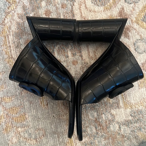 BALENCIAGA BLACK CROC-EFFECT HEELS - Picture 5 of 6